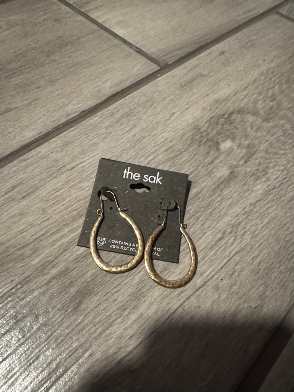 The Sak Gold Teardrop Hammered Hoop Earrings - Picture 3 of 3